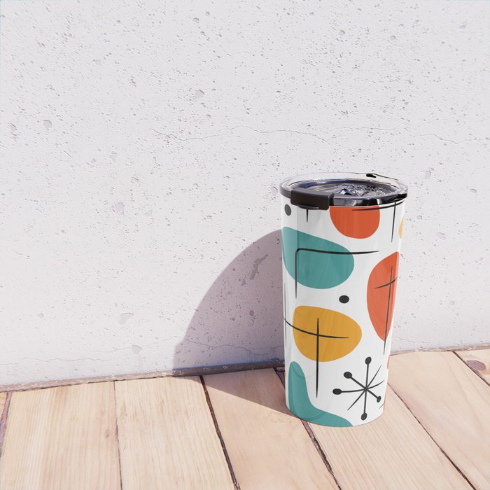 Retro Mid Century Modern Atomic Starburst Pattern Travel Mug Gallery Image 4