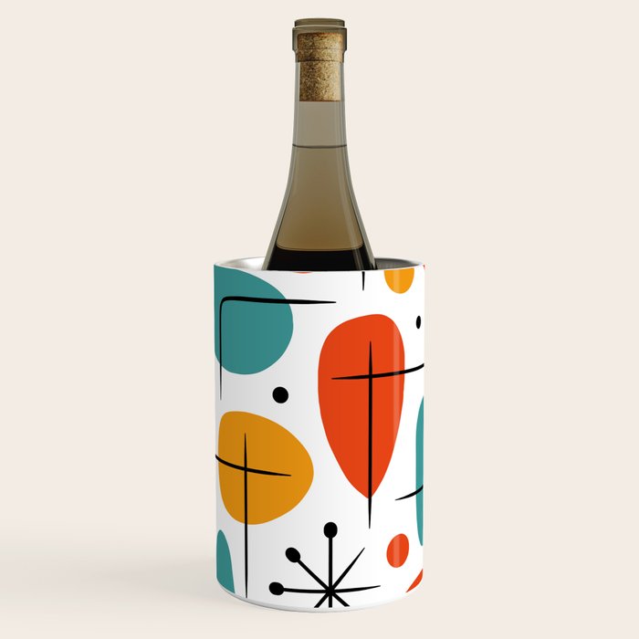 Retro Mid Century Modern Atomic Starburst Pattern Wine Chiller Gallery Image 1