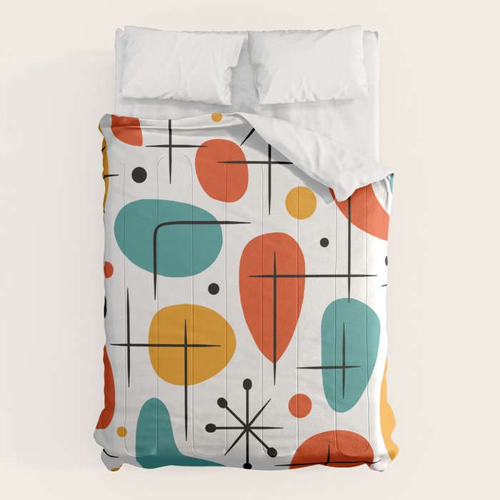 Retro Mid Century Modern Atomic Starburst Pattern Comforter Gallery Image 6