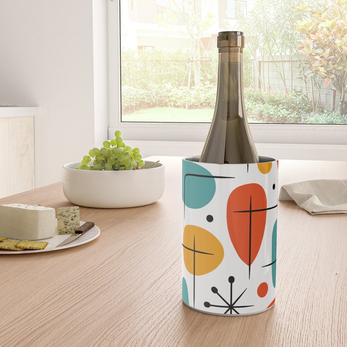 Retro Mid Century Modern Atomic Starburst Pattern Wine Chiller Gallery Image 4