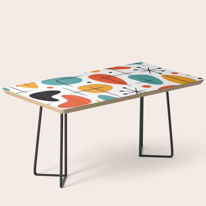 Retro Mid Century Modern Atomic Starburst Pattern Coffee Table Gallery Image 1