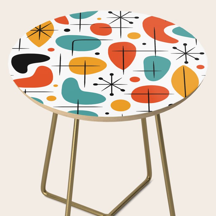 Retro Mid Century Modern Atomic Starburst Pattern Side Table Gallery Image 2