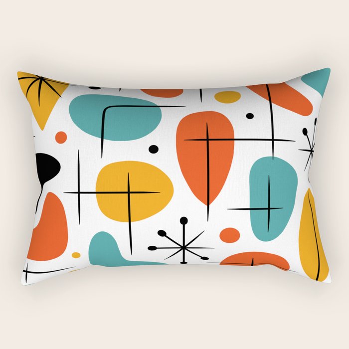 Retro Mid Century Modern Atomic Starburst Pattern Rectangular Pillow Gallery Image 1