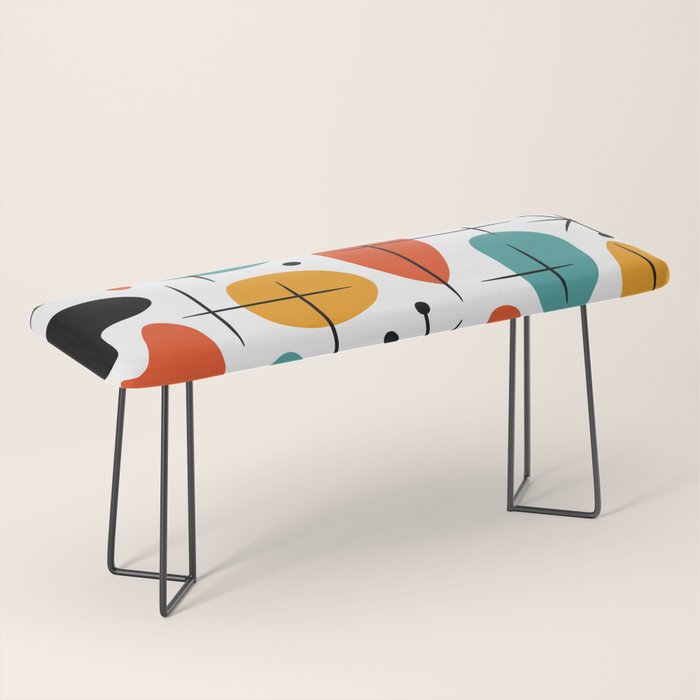 Retro Mid Century Modern Atomic Starburst Pattern Bench Gallery Image 1