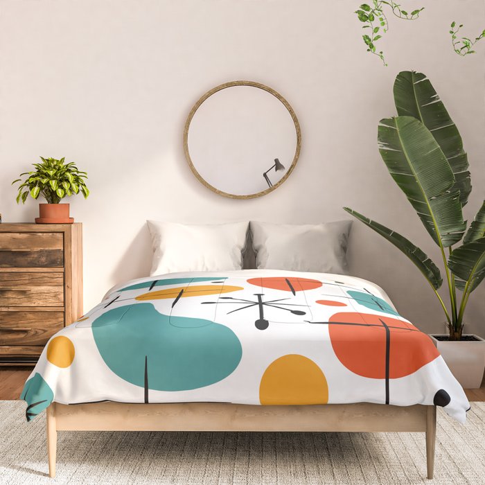 Retro Mid Century Modern Atomic Starburst Pattern Comforter Gallery Image 3