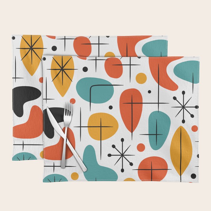 Retro Mid Century Modern Atomic Starburst Pattern Placemat Gallery Image 1