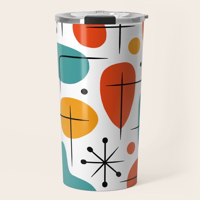 Retro Mid Century Modern Atomic Starburst Pattern Travel Mug Gallery Image 1