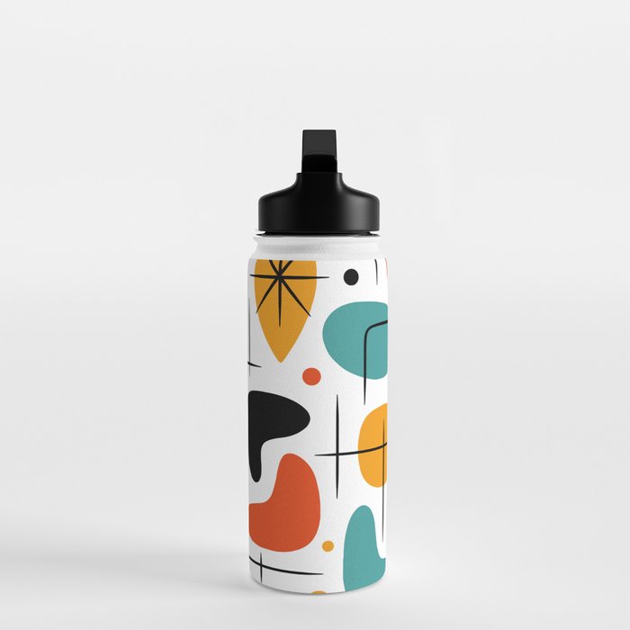 Retro Mid Century Modern Atomic Starburst Pattern Water Bottle Gallery Image 3