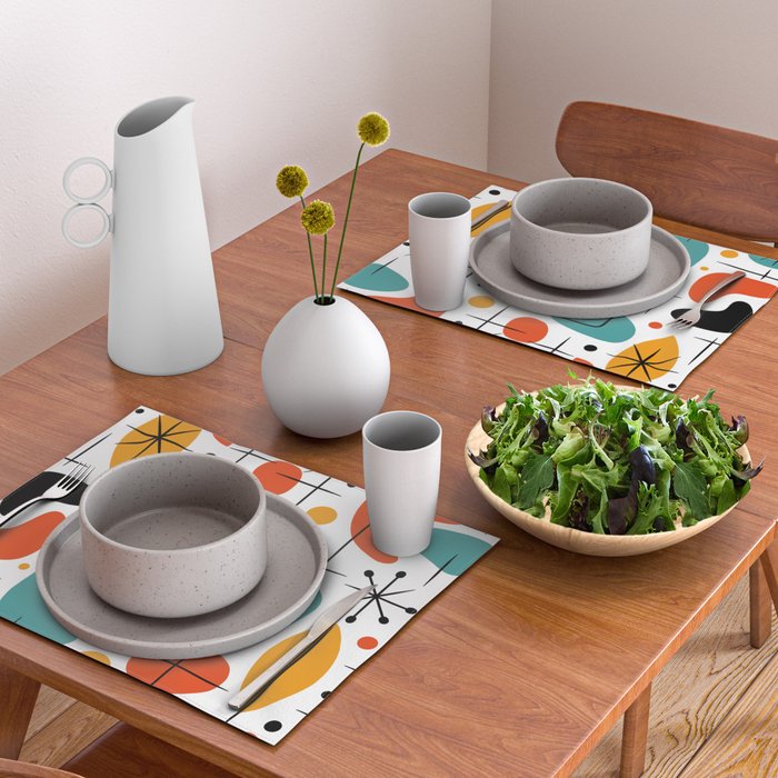 Retro Mid Century Modern Atomic Starburst Pattern Placemat Gallery Image 2
