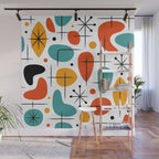 Retro Mid Century Modern Atomic Starburst Pattern Wall Mural Gallery Image 1