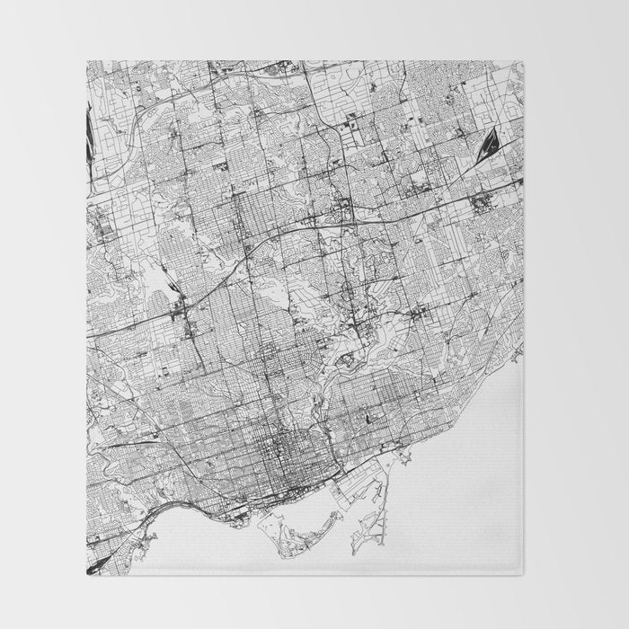 Toronto White Map Throw Blanket Gallery Image 2