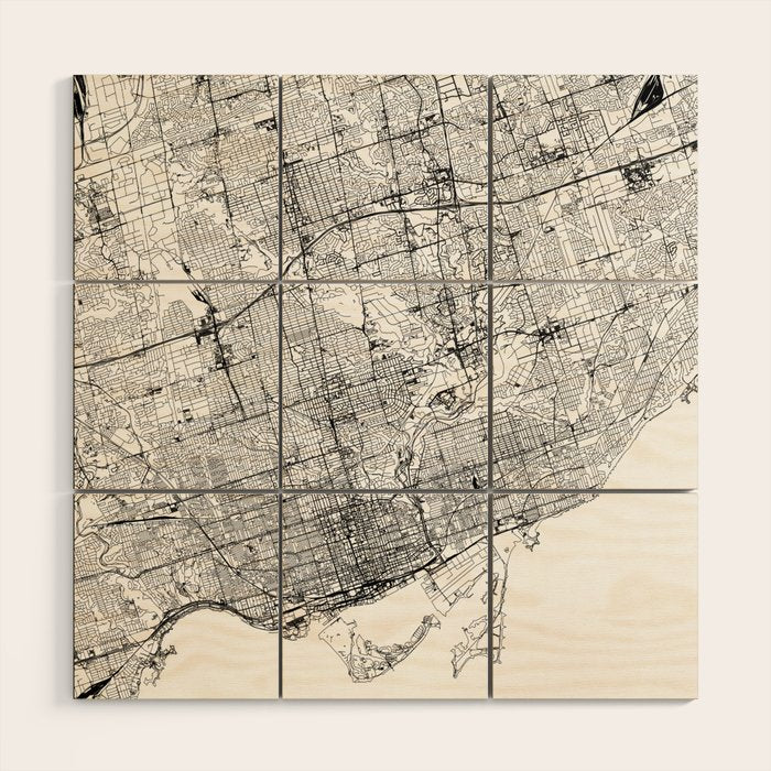 Toronto White Map Wood Wall Art Gallery Image 1