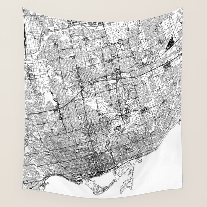 Toronto White Map Wall Tapestry Gallery Image 4
