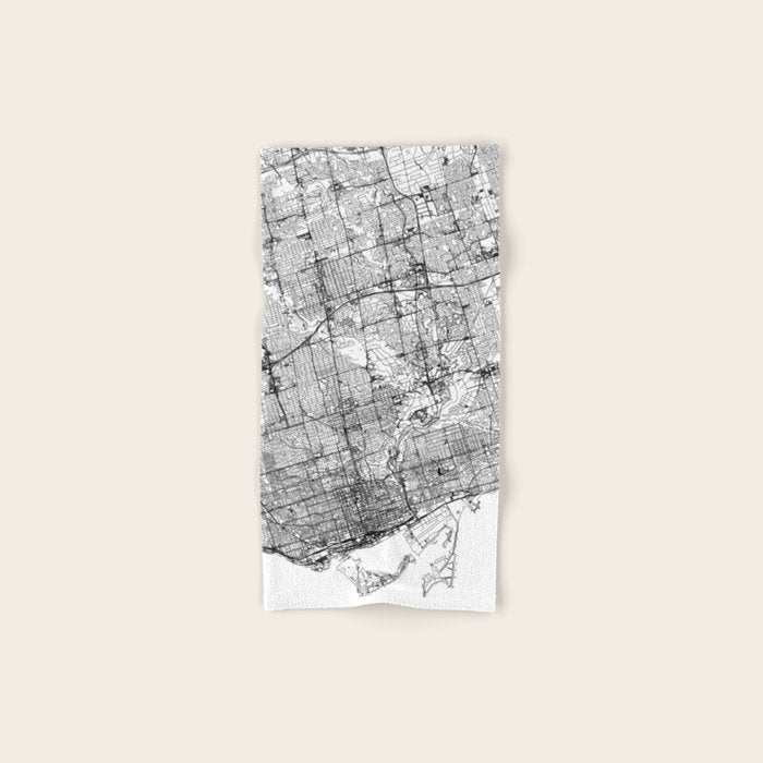 Toronto White Map Bath Towel Gallery Image 1