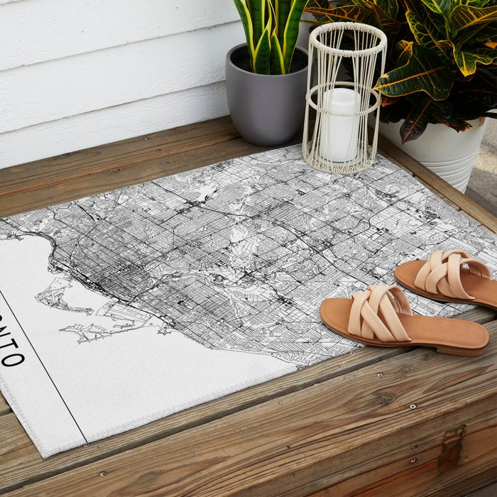 Toronto White Map Outdoor Rug Gallery Image 2