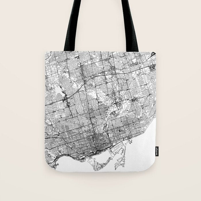 Toronto White Map Tote Bag Gallery Image 1