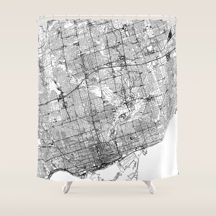 Toronto White Map Shower Curtain Gallery Image 1