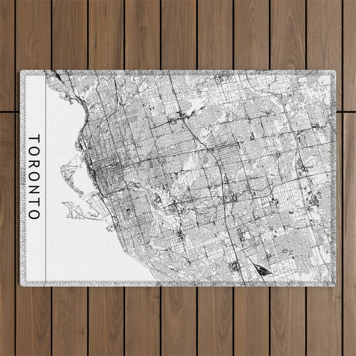 Toronto White Map Outdoor Rug Gallery Image 1