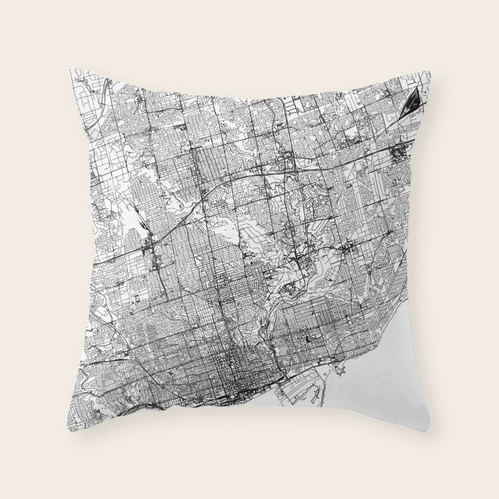 Toronto White Map Throw Pillow Gallery Image 6