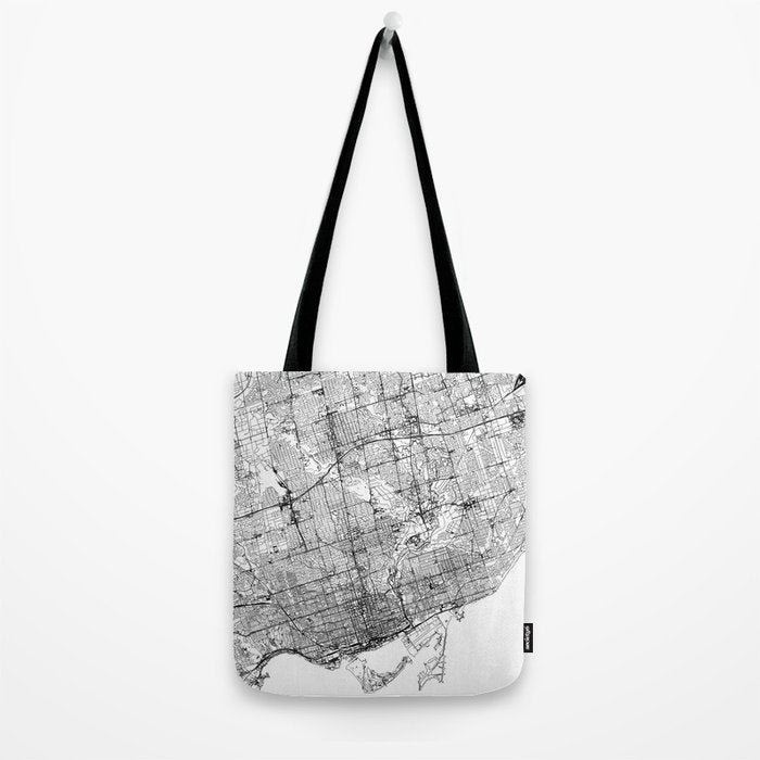 Toronto White Map Tote Bag Gallery Image 2