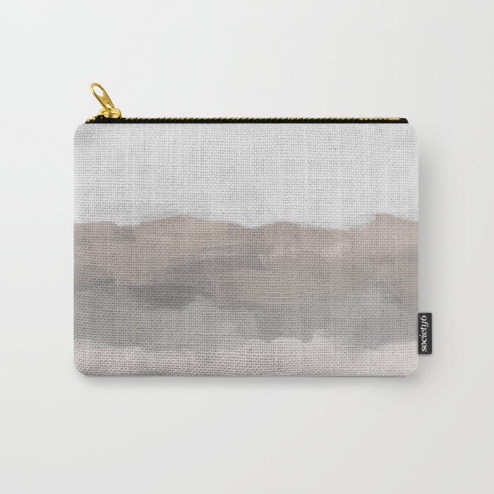 Dune Hill - Gray Clouds Beige Sandy Beach Coastal Abstract Nature Painting Art Print Wall Decor  Carry All Pouch Gallery Image 1