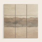 Dune Hill - Gray Clouds Beige Sandy Beach Coastal Abstract Nature Painting Art Print Wall Decor  Wood Wall Art Gallery Image 1