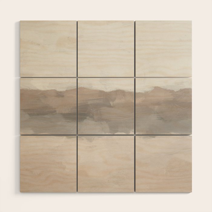 Dune Hill - Gray Clouds Beige Sandy Beach Coastal Abstract Nature Painting Art Print Wall Decor  Wood Wall Art Gallery Image 1