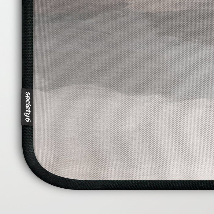 Dune Hill - Gray Clouds Beige Sandy Beach Coastal Abstract Nature Painting Art Print Wall Decor  Laptop Sleeve Gallery Image 3