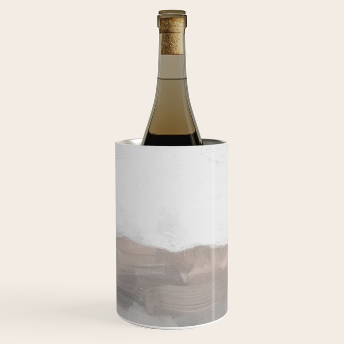 Dune Hill - Gray Clouds Beige Sandy Beach Coastal Abstract Nature Painting Art Print Wall Decor  Wine Chiller Gallery Image 1