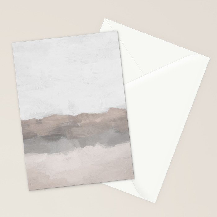 Dune Hill - Gray Clouds Beige Sandy Beach Coastal Abstract Nature Painting Art Print Wall Decor  Stationery Card Gallery Image 2