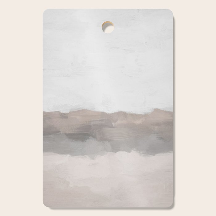 Dune Hill - Gray Clouds Beige Sandy Beach Coastal Abstract Nature Painting Art Print Wall Decor  Cutting Board Gallery Image 1