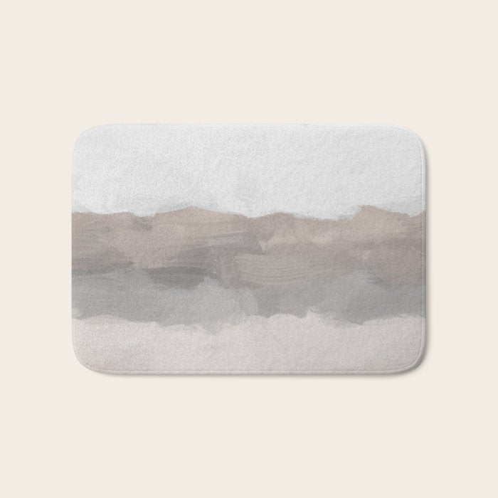 Dune Hill - Gray Clouds Beige Sandy Beach Coastal Abstract Nature Painting Art Print Wall Decor  Bath Mat Gallery Image 1