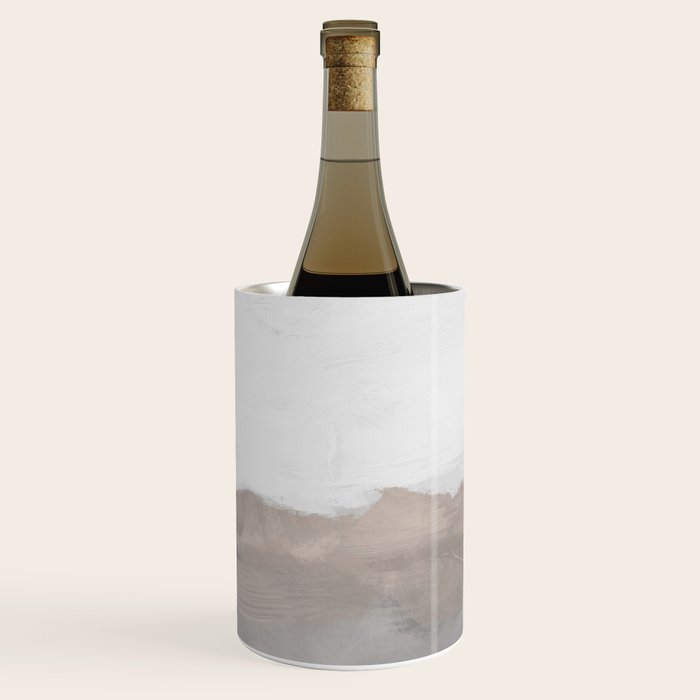 Dune Hill - Gray Clouds Beige Sandy Beach Coastal Abstract Nature Painting Art Print Wall Decor  Wine Chiller Gallery Image 3