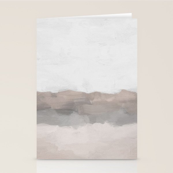 Dune Hill - Gray Clouds Beige Sandy Beach Coastal Abstract Nature Painting Art Print Wall Decor  Stationery Card Gallery Image 1