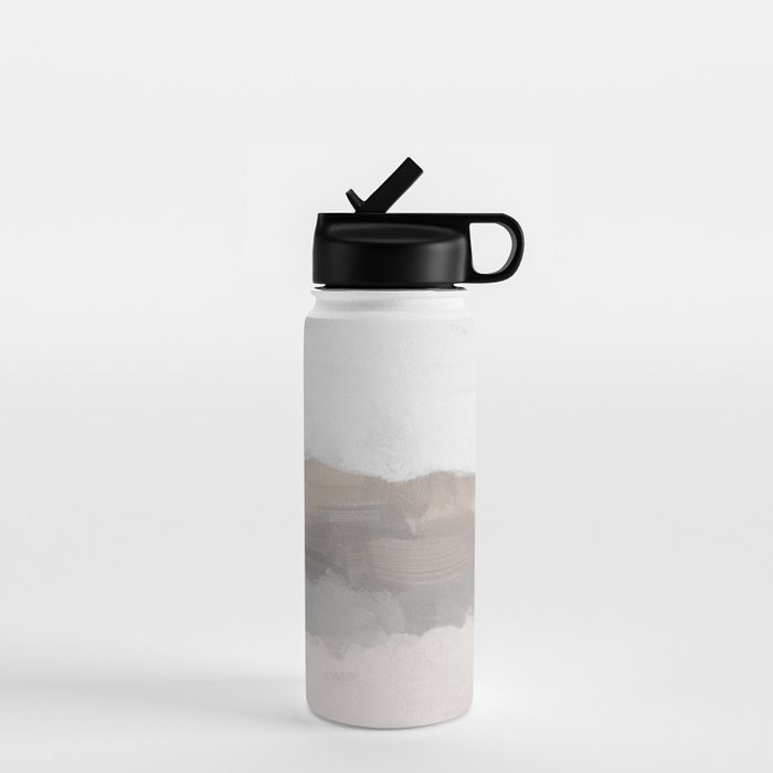 Dune Hill - Gray Clouds Beige Sandy Beach Coastal Abstract Nature Painting Art Print Wall Decor  Water Bottle Gallery Image 1