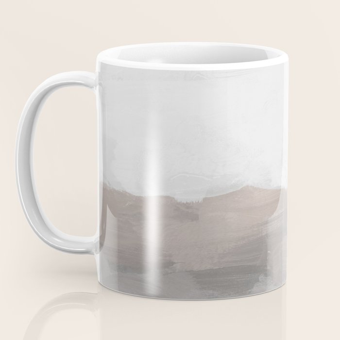 Dune Hill - Gray Clouds Beige Sandy Beach Coastal Abstract Nature Painting Art Print Wall Decor  Coffee Mug Gallery Image 3
