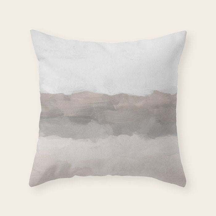 Dune Hill - Gray Clouds Beige Sandy Beach Coastal Abstract Nature Painting Art Print Wall Decor  Throw Pillow Gallery Image 6