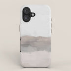 Dune Hill - Gray Clouds Beige Sandy Beach Coastal Abstract Nature Painting Art Print Wall Decor  iPhone Case Gallery Image 1