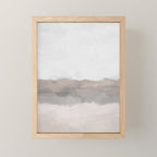 Dune Hill - Gray Clouds Beige Sandy Beach Coastal Abstract Nature Painting Art Print Wall Decor  Mini Art Print Gallery Image 1