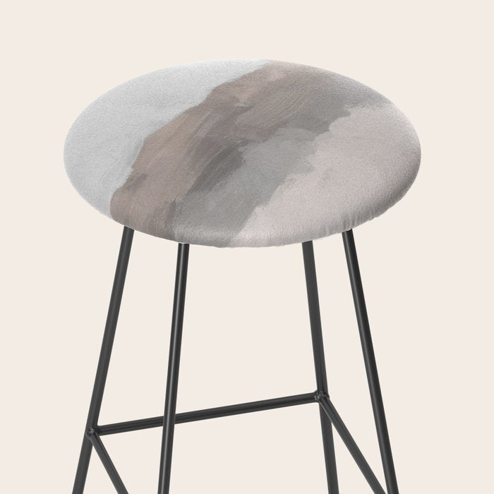 Dune Hill - Gray Clouds Beige Sandy Beach Coastal Abstract Nature Painting Art Print Wall Decor  Stool Gallery Image 2
