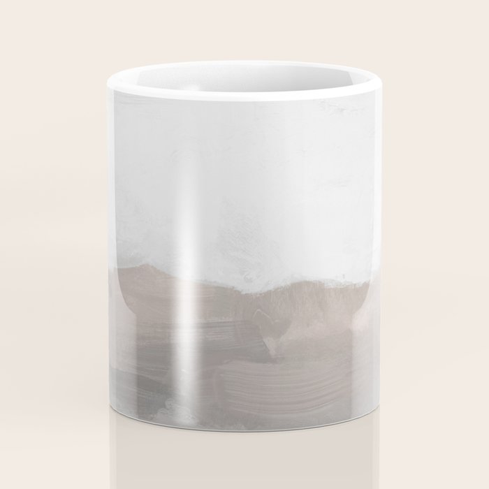 Dune Hill - Gray Clouds Beige Sandy Beach Coastal Abstract Nature Painting Art Print Wall Decor  Coffee Mug Gallery Image 4