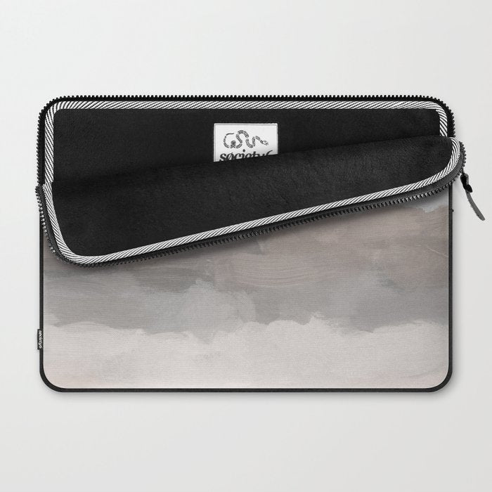 Dune Hill - Gray Clouds Beige Sandy Beach Coastal Abstract Nature Painting Art Print Wall Decor  Laptop Sleeve Gallery Image 2