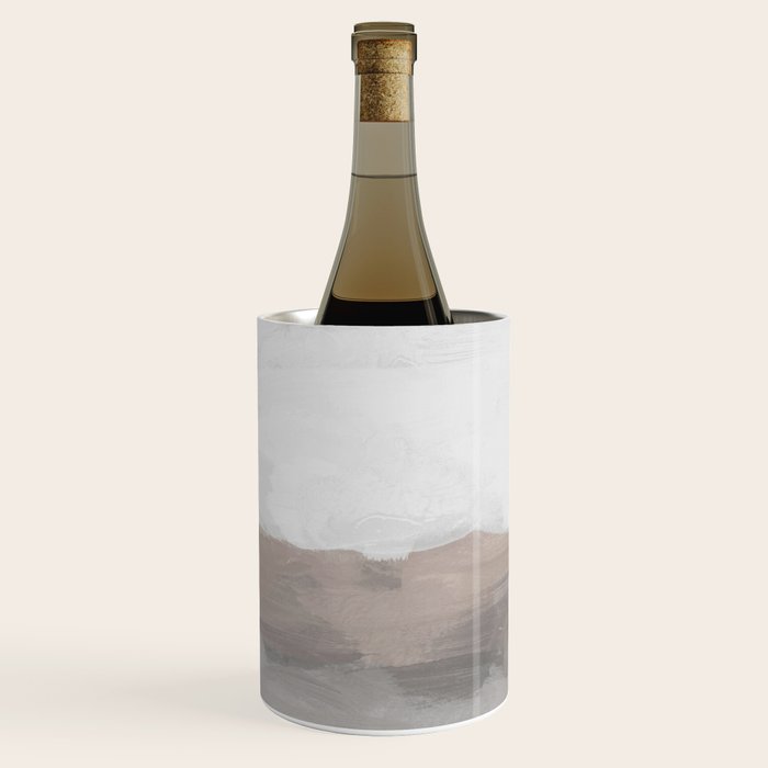 Dune Hill - Gray Clouds Beige Sandy Beach Coastal Abstract Nature Painting Art Print Wall Decor  Wine Chiller Gallery Image 2