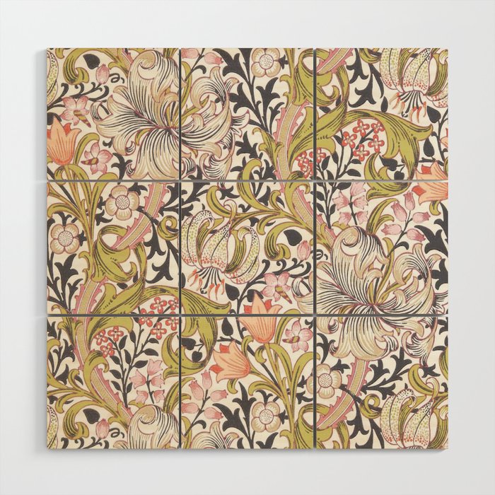 William Morris Strawberry Thief Pastel Pink Wood Wall Art Gallery Image 1