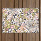 William Morris Strawberry Thief Pastel Pink Outdoor Rug Gallery Image 1