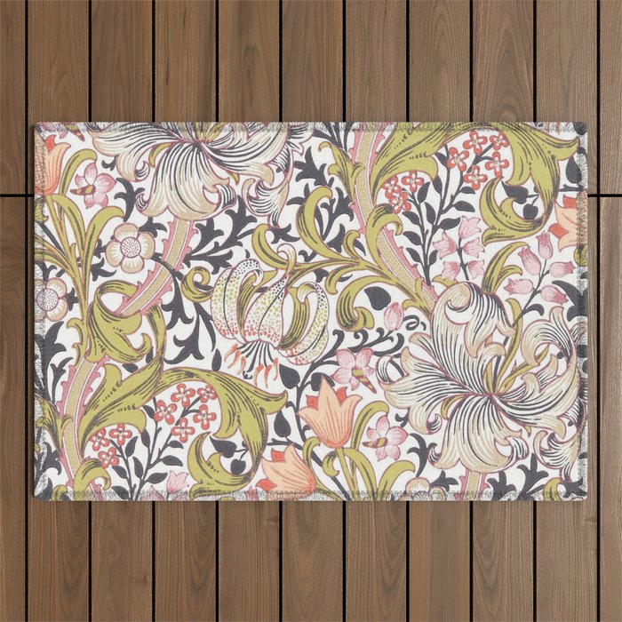 William Morris Strawberry Thief Pastel Pink Outdoor Rug Gallery Image 1