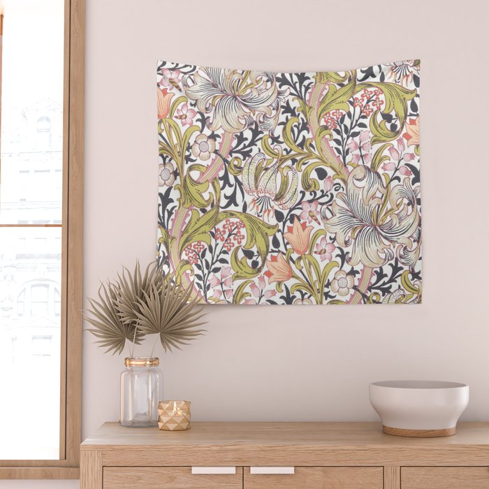 William Morris Strawberry Thief Pastel Pink Wall Tapestry Gallery Image 2