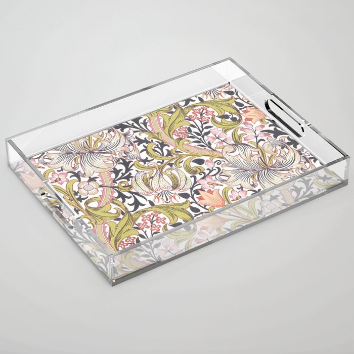 William Morris Strawberry Thief Pastel Pink Acrylic Tray Gallery Image 1