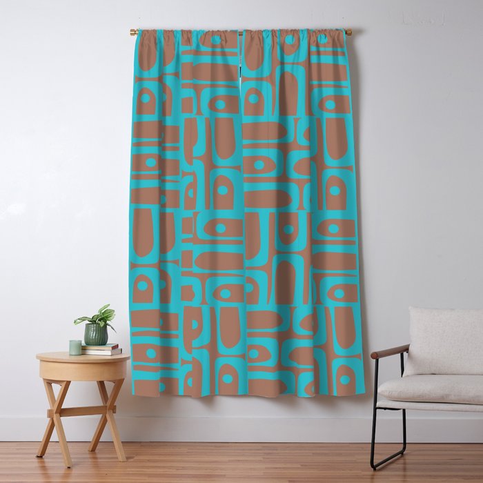 Mid Century Modern Piquet Vivid Pattern Inspired by PANTONE 17 1230 Color of the Year Mocha Mousse Window Curtain Gallery Image 5