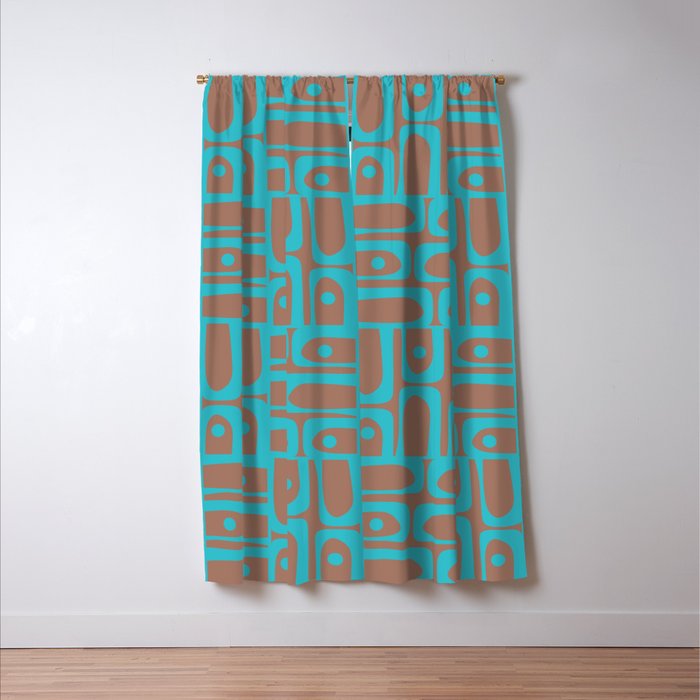 Mid Century Modern Piquet Vivid Pattern Inspired by PANTONE 17 1230 Color of the Year Mocha Mousse Window Curtain Gallery Image 3